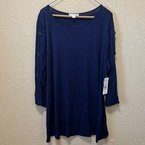 NWT Kim Rogers blouse 1X curvy navy blue